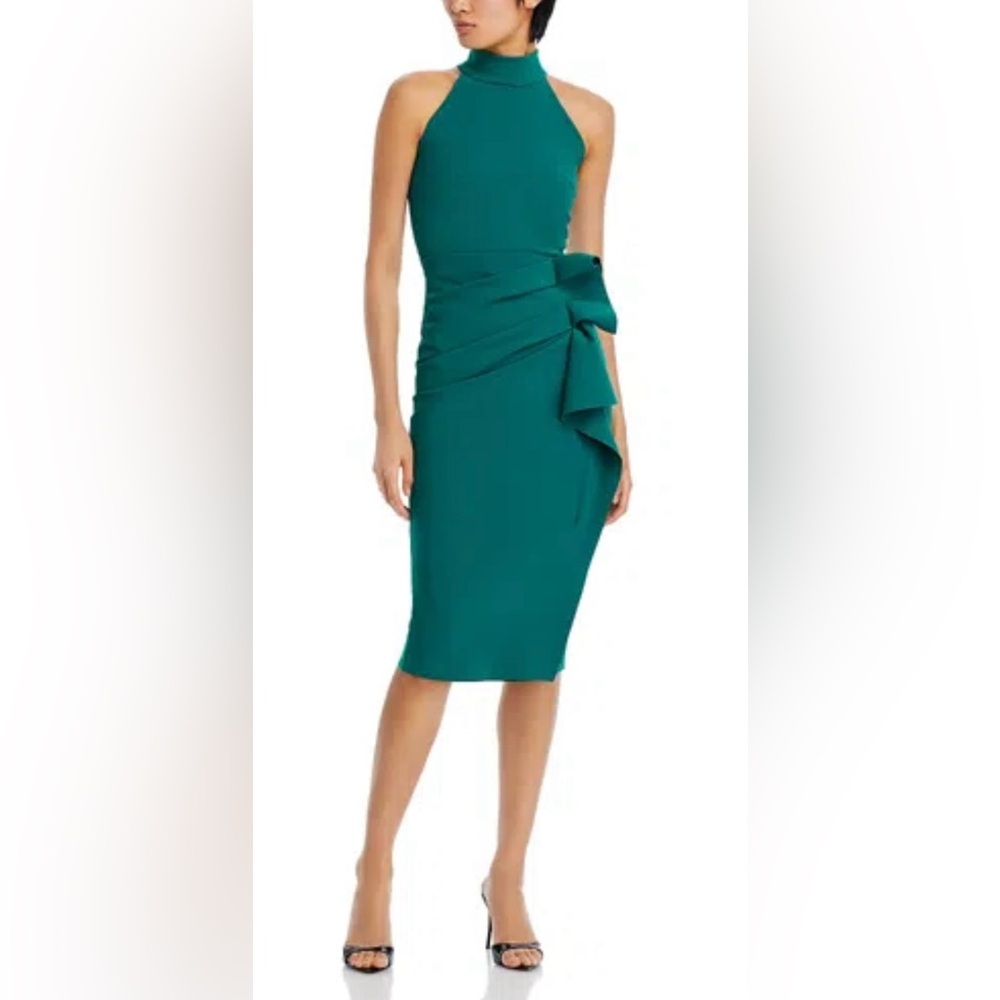 CHIARA BONI La Peite Robe Gudrum Ruffled Sheath Dress in Jade Green size 16 $695